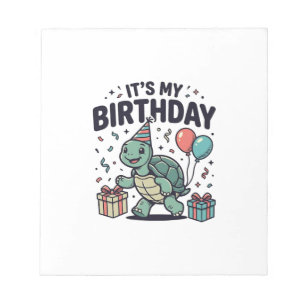 Geburtstags-Schildkröten-Party-Vektordesign_1 Notizblock