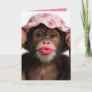 Geburtstags-Schimpanse mit rosa Lippenstift Karte