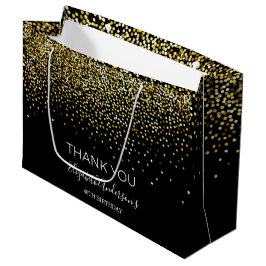 Geburtstags-Schwarz-Gold-Glitzer-Glamouröses Danke Große Geschenktüte