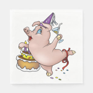 Geburtstags-Schwein-Papierservietten Serviette