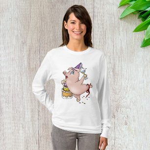 Geburtstags-Schwein Partying Womens Long Sleeve T-Shirt