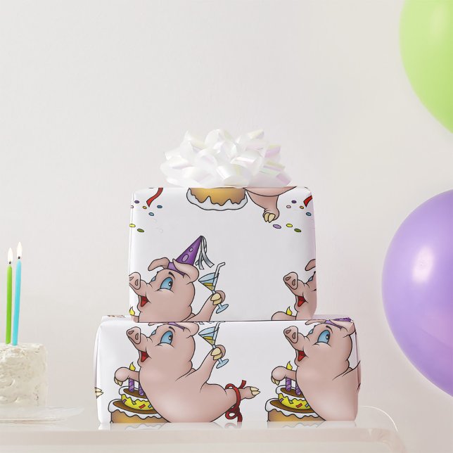 Geburtstags-Schweinepartying Geschenkpapier (Von Creator hochgeladen)