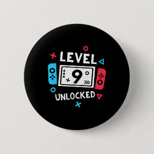Geburtstags-Shirt Junge Level 9 Freigeschaltet Vid Button