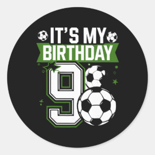 Geburtstags-Shirts 9 Fußball Es ist mein 9. Geburt Runder Aufkleber