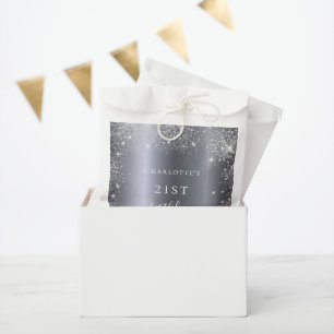 Geburtstags-Silber-Glitter-Staub-Monogramm elegant Geschenktütchen