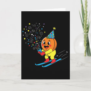 Geburtstags-Skiing-Orange-Party-Konfetti auf den H Karte