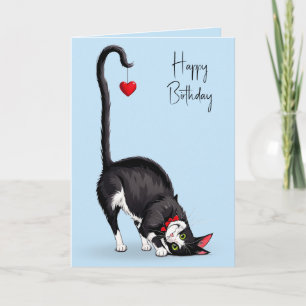 Geburtstags-Smoking-Katze mit baumelndem rotem Her Karte