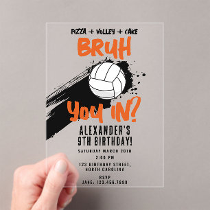 Geburtstags-Sport-Volleyballspiel für Teenager-Brü Acryleinladungen
