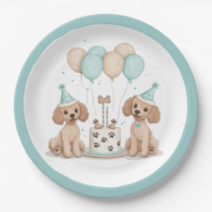 Geburtstags-Standard-Doodle-Hunde Pappteller