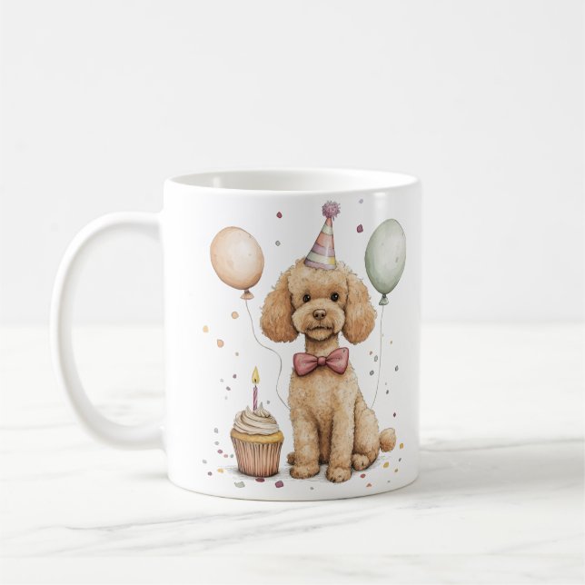 Geburtstags Standard Pudel Hund Kaffeetasse (Links)