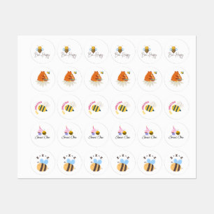 Geburtstags-Sticker-Set mit Bienen Etiketten