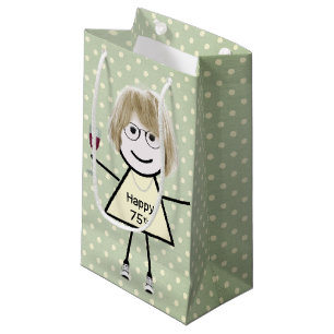 Geburtstags-Strichfigur-Mädchen auf Polka Dots Kleine Geschenktüte