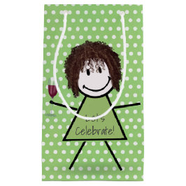 Geburtstags-Strichfigur-Mädchen auf Polka-Punkten Kleine Geschenktüte