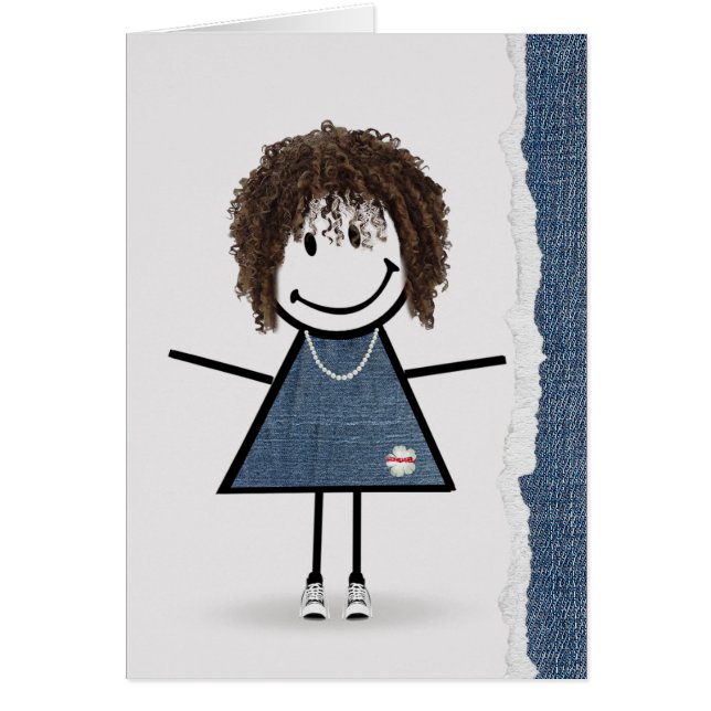 Geburtstags-Strichfigur-Mädchen mit Sneakers (Vorne)