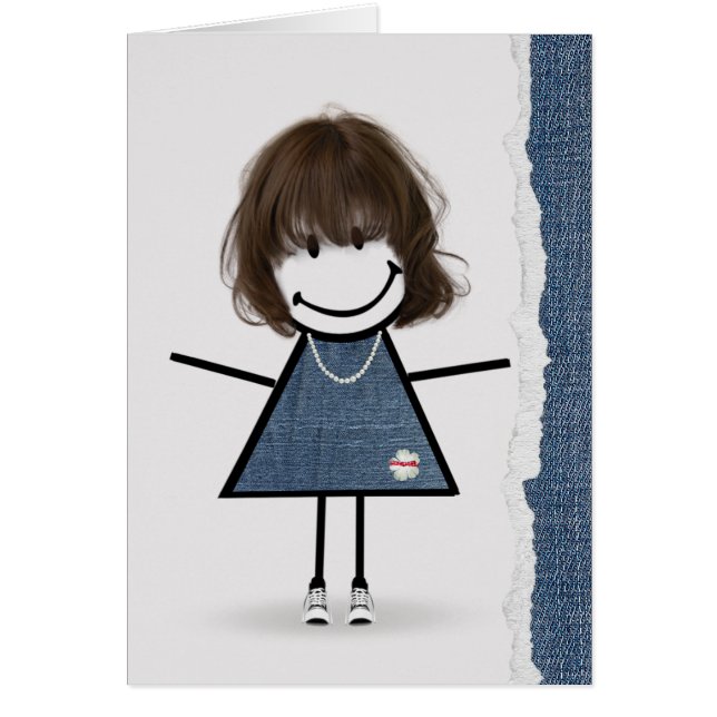 Geburtstags-Strichfigur-Mädchen mit Sneakers (Vorne)