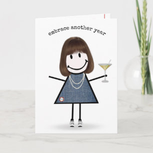 Geburtstags-Strichmädchen mit Martini Karte