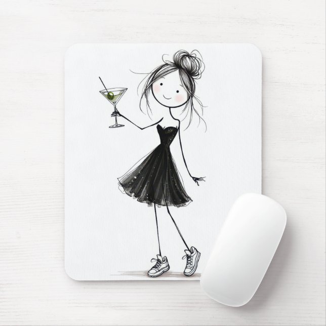 Geburtstags-Strichmädchen mit Martini Mousepad (Mit Mouse)