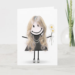 Geburtstags-Strichmännchen Girl for Friend Karte