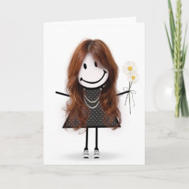 Geburtstags-Strichmännchen Girl for Friend Karte
