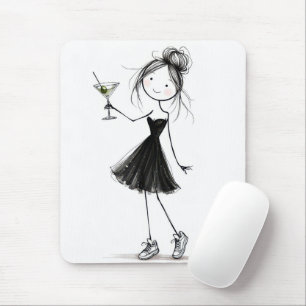 Geburtstags-Strichmännchen-Mädchen mit Martini Mousepad