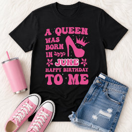 Geburtstags-T-Shirt für Mädchen im Juni Rosa Prinz T-Shirt