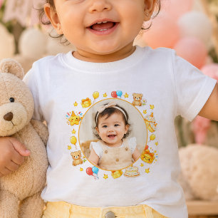 Geburtstags-T-Shirt mit individuellem Foto und gel Baby T-shirt