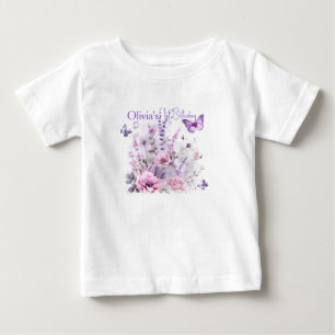 Geburtstags-T-Shirt mit Wasserfarben-Schmetterling Baby T-shirt