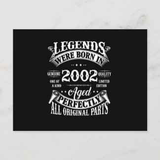 Geburtstags-T-Shirt Vintage-Legenden, geboren 2002 Postkarte