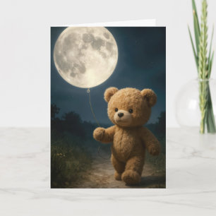 Geburtstags-Teddybär mit Mondballon Karte