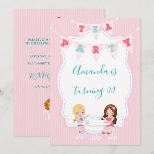 Geburtstags-Teeparty für Mädchen im Shabby-Chic-St Einladung