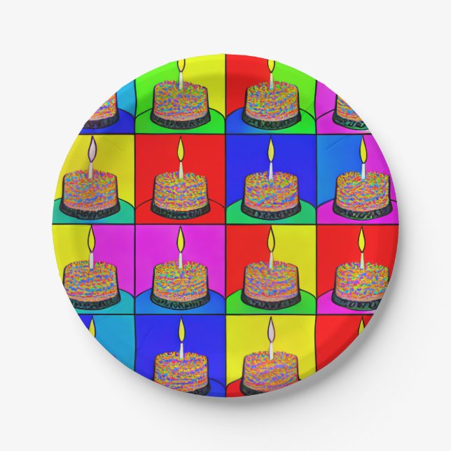 Geburtstags-Teller mit Cake-Design Pappteller (Vorderseite)