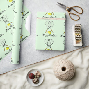 Geburtstags-Tennis-Grün-Sport Geschenkpapier
