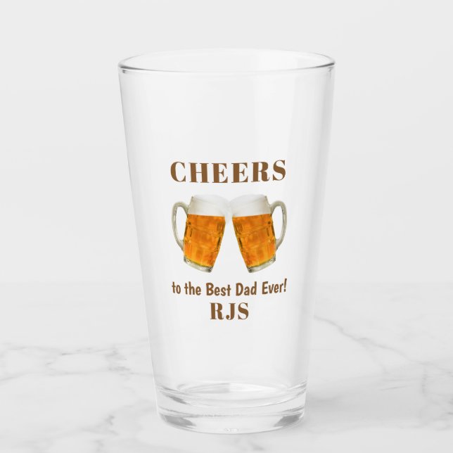 Geburtstags-Vater Beste Monogramm-Bierpint Glas (Vorderseite)
