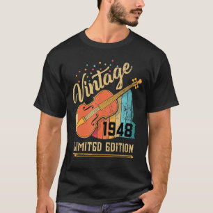 Geburtstags Violinist Retro 1948 Musik Lo T-Shirt