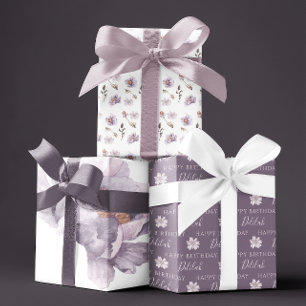 Geburtstags-Wasserfarbe-Blumen-Geschenkpapierbögen Geschenkpapier Set