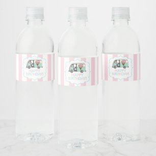 Geburtstags-Wasserflaschen-Etiketten mit rosa Stre Wasserflaschenetikett