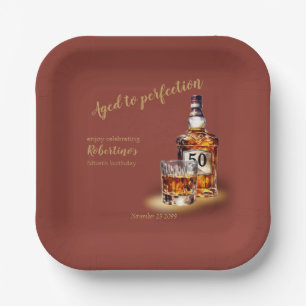 Geburtstags-Whiskey für Männer zum 50. Geburtstag, Pappteller