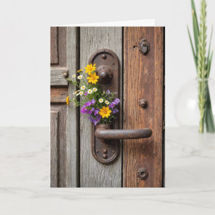Geburtstags-Wildblumengeschenk an einem rostigen T Karte