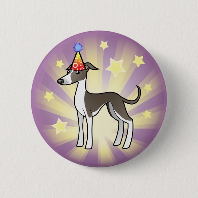 Geburtstags-Windhund/Whippet/italienischer Button (Vorderseite)