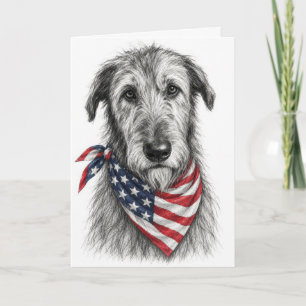 Geburtstags-Wolfshund mit Flaggen-Bandana Karte