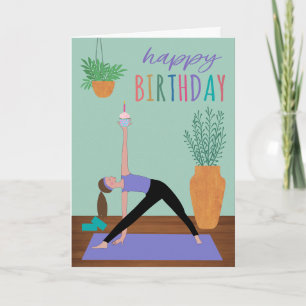 Geburtstags-Yoga-Cupcake Karte