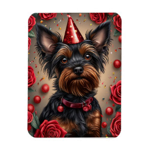 Geburtstags-Yorkshire-Terrier mit Partyhut Magnet
