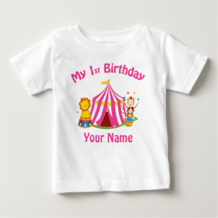 Geburtstags-Zirkusrosa des Babys erstes Baby T-shirt