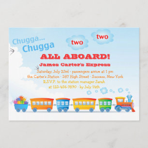 Geburtstags-Zug zwei Jährig-Einladung Einladung