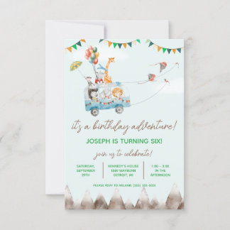 Geburtstagsabenteuer, fliegende Tiere, Geburtstag Einladung
