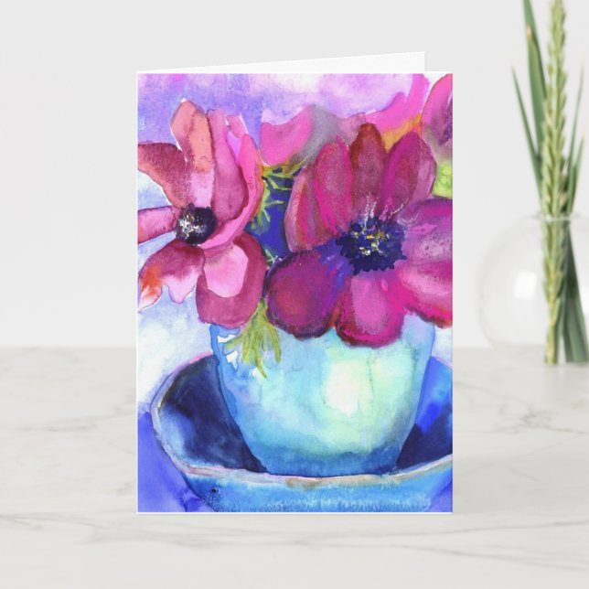 Geburtstagsanemonen Karte (Vorderseite)