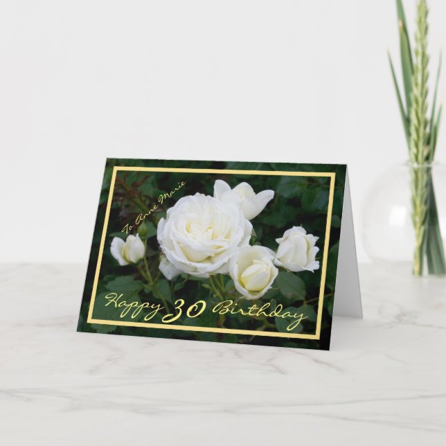 GeburtstagsAnne Marie White Roses Elegant Karte (Vorderseite)