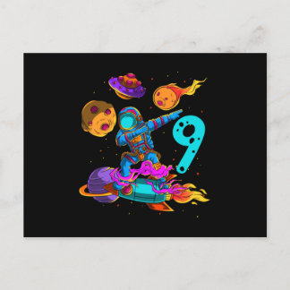 Geburtstagsastronaut im Weltraum 9. Geburtstag Feiertagspostkarte