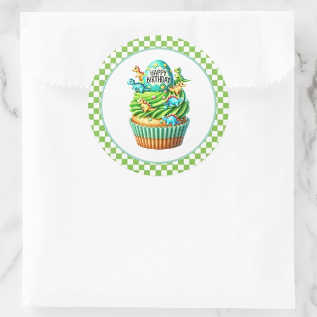 Geburtstagsaufkleber für Cupcakes Runder Aufkleber (Tasche)