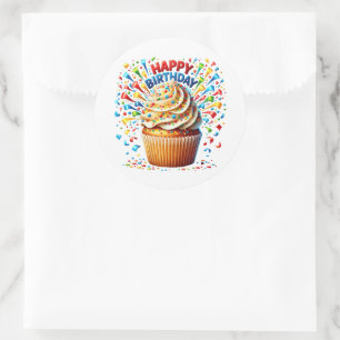 Geburtstagsaufkleber für Cupcakes Runder Aufkleber